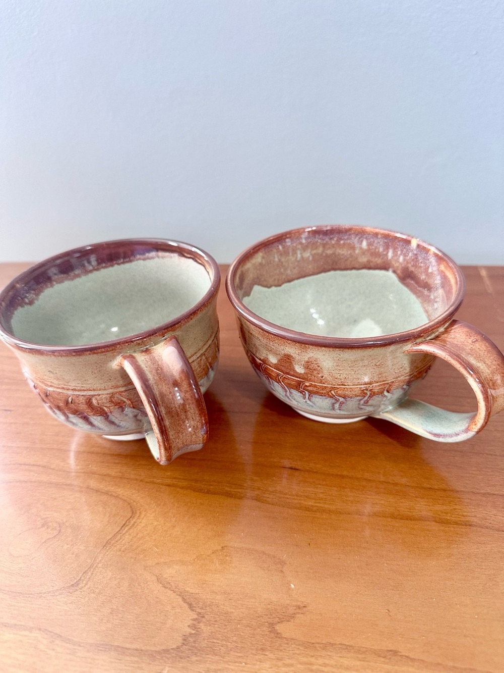 Pottery Latte or Cappuccino Handmade Ceramic Soup Mugs x2